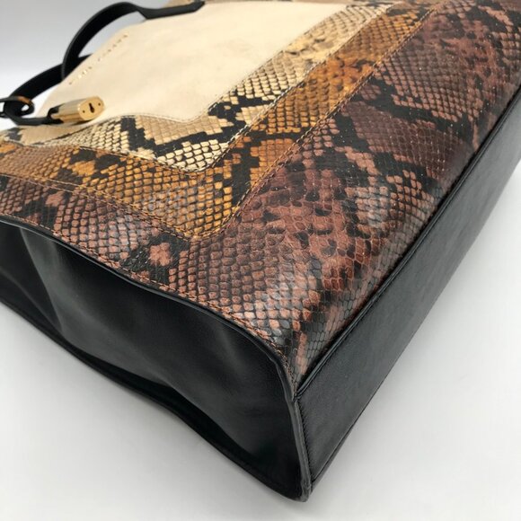 Marc Jacobs Black Snake Embossed Leather Grind Shopper Tote Bag - Picture 6 of 10